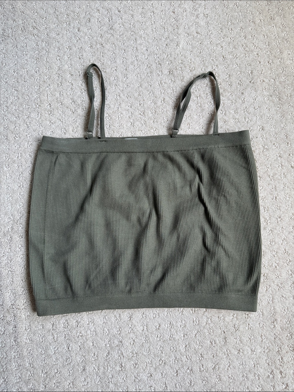 Bozzolo Olive Green Ribbed Knit Camisole